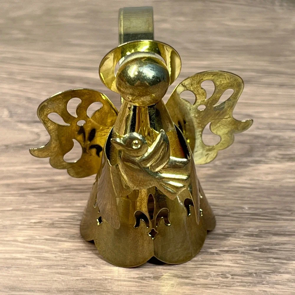 Brass Angel Napkin Rings Gold Christmas Holiday Decor Vintage Set of 3